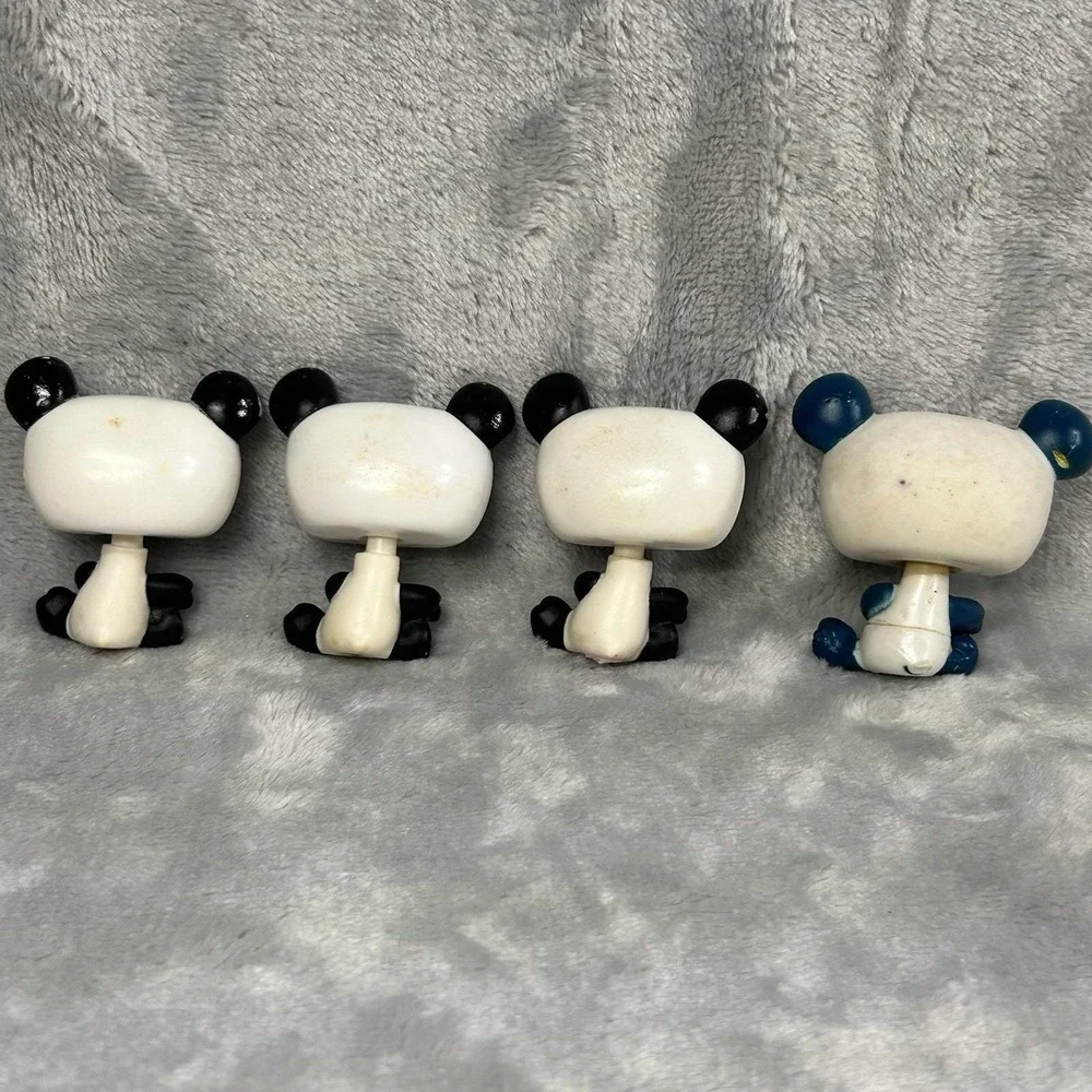 Littlest Pet Shop Panda Bears Lot of 4‎ LPS Figures Black White Blue